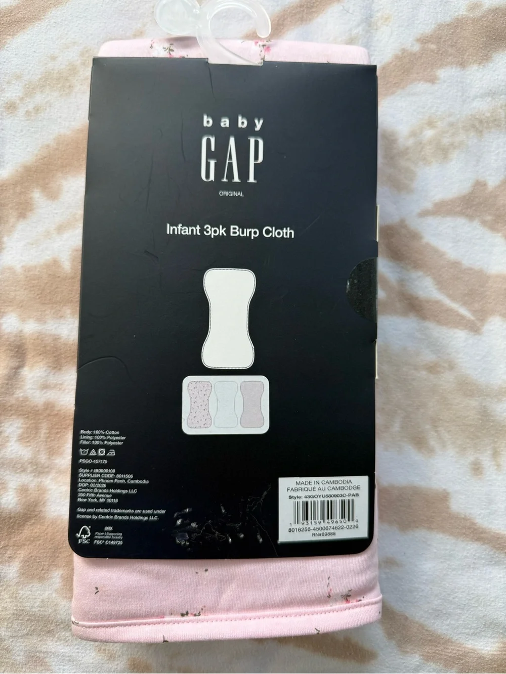 GAP Pink, Floral, Stripe 3-Pack Burp Cloths